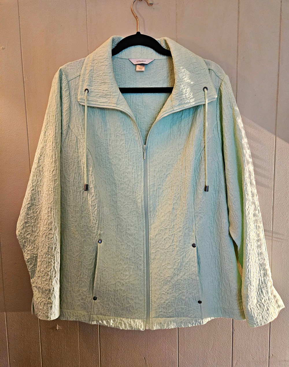 CJ Banks Women’s Plus Size 1X Green Full Zip Drawstring Jacket